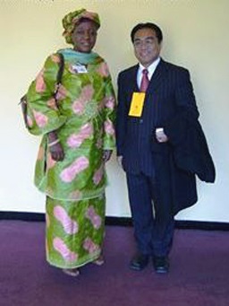 Prof. Vicente Sinining with UN Under-Secretary General Zainab Bangura.